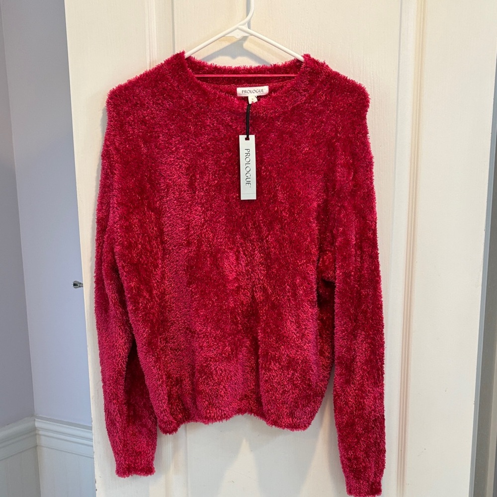 NWT Prologue Vibrant Pink Fuzzy Sweater